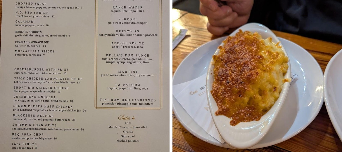 Betty's Eat Shop Menu
