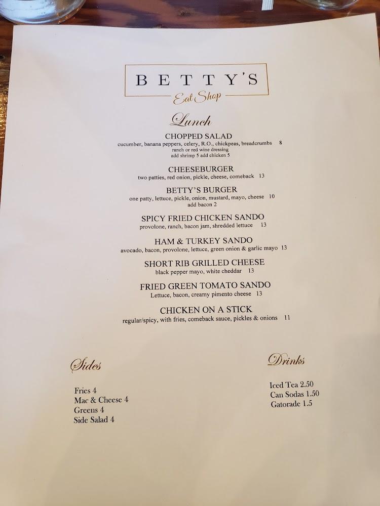 Betty's Eat Shop Menu image 2